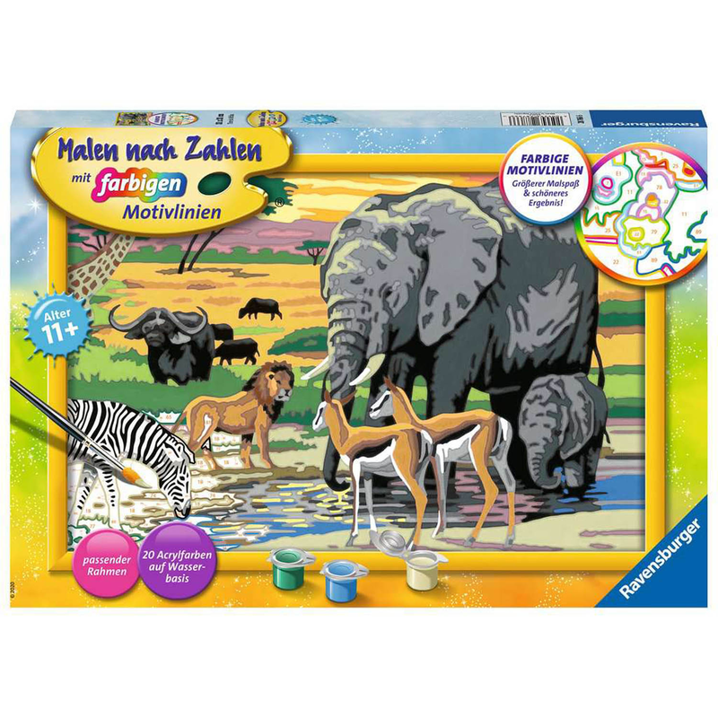 Ravensburger Malen nach Zahlen 28766 - Tiere in Afrika - Serie C Malset Elefant