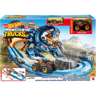 Mattel GNB05; GTL33 - Hot Wheels Monster Trucks Skorpion Beschleuniger Rennbahnset