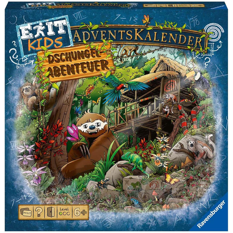 Ravensburger 18957 - Exit Adventskalender Kids Dschungel 2021 - 24 Rätsel Escape Room Weihnachtskalender