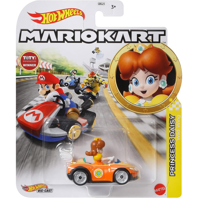Mattel GBG25; GRN14 - Hot Wheels Mario Kart 1:64 Die-Cast - Princess Daisy - Spielzeugauto Sammelfigur