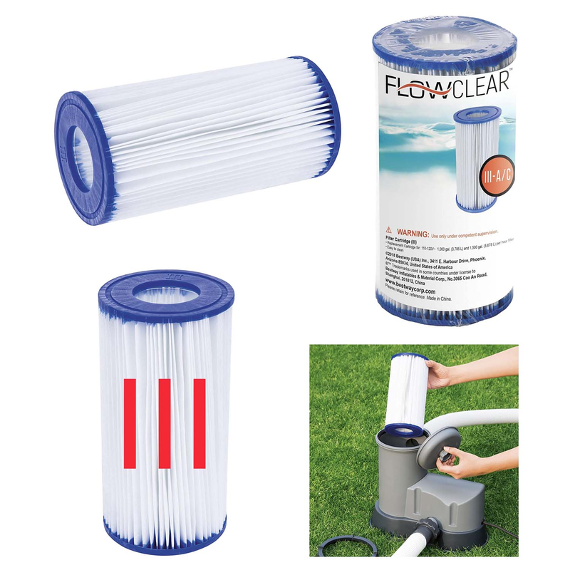 Bestway 58012 - Flowclear Filterkartusche Gr. 3 / III - Ersatzfilter Filterpatrone für Pumpe