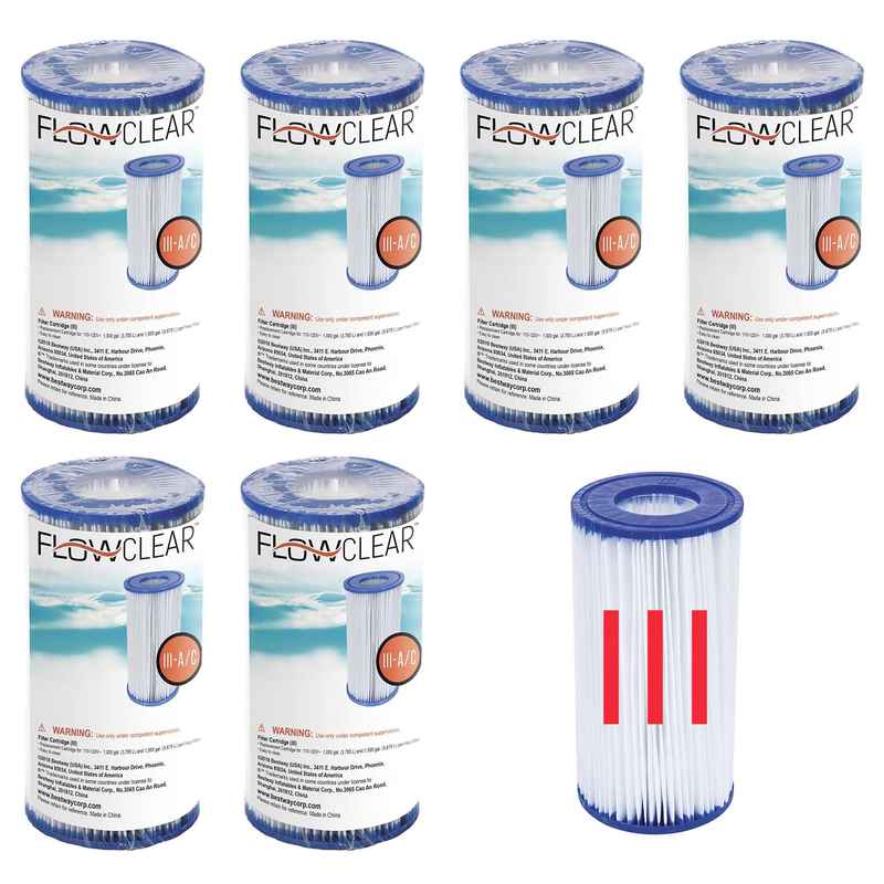 SET: Bestway 58012 - Flowclear Filterkartusche Gr. 3 / III - Ersatzfilter Filterpatrone - 6er Set