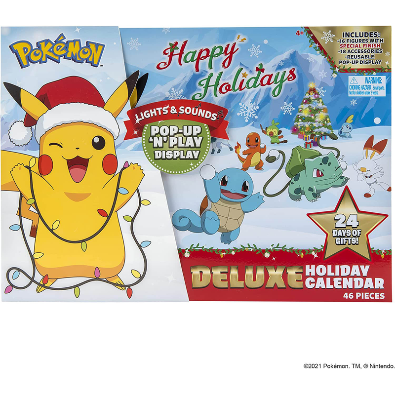 Boti 37527 - Pokemon Deuxe Adventskalender 2021 - Pokémon Sammelfiguren Pikachu Schiggy Glumanda Evoli