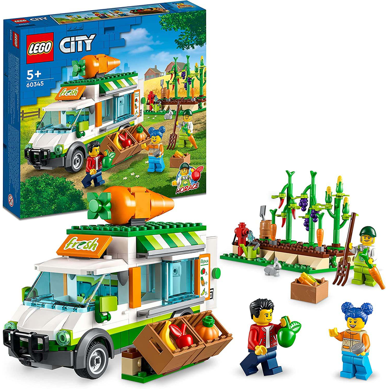 LEGO City 60345 - Gemüse-Lieferwagen - Bauernhof Rollender Supermarkt Auto Truck