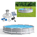 Intex 26712GN - Metal Frame Pool Set Premium 366x76 cm - Stahlrahmenpool + Filterpumpe Grau