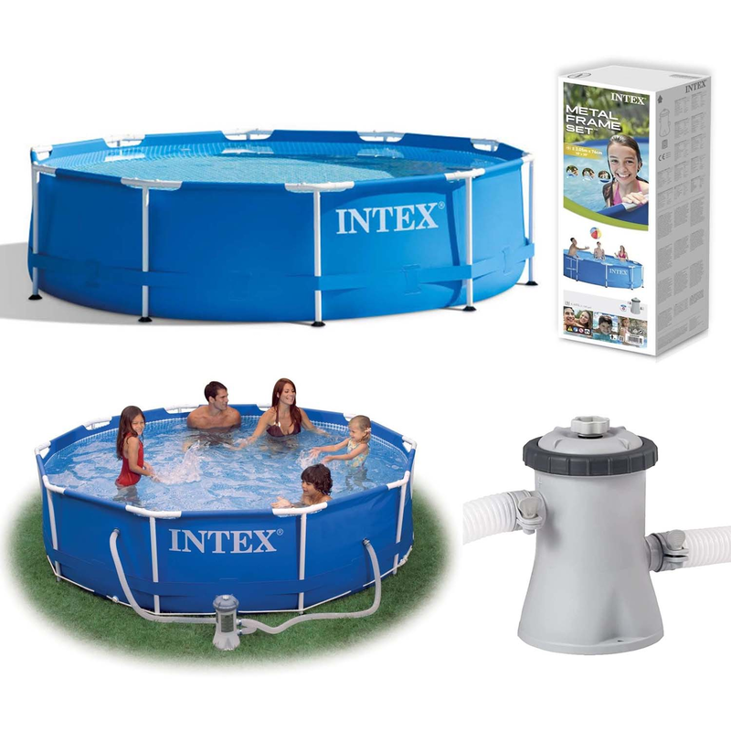Intex 28202GN - Metal Frame Pool Set 305 x 76 cm - Stahlrahmenpool Schwimmbecken mit Filterpumpe