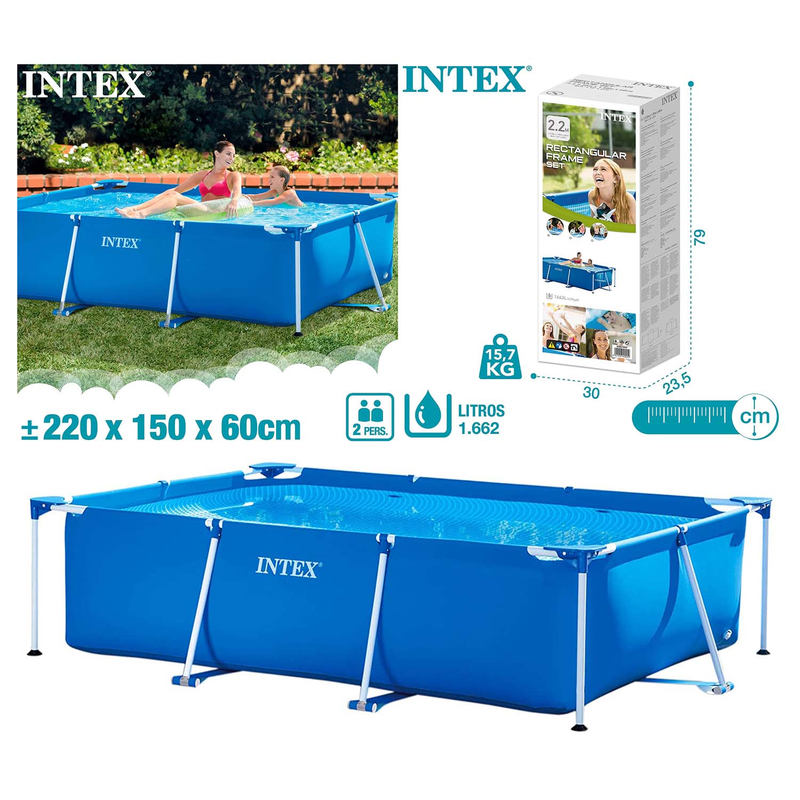 Intex 28270NP - Rechteckiger Frame Pool 220 x 150 x 60 cm - Schwimmbecken Stahlrahmenpool