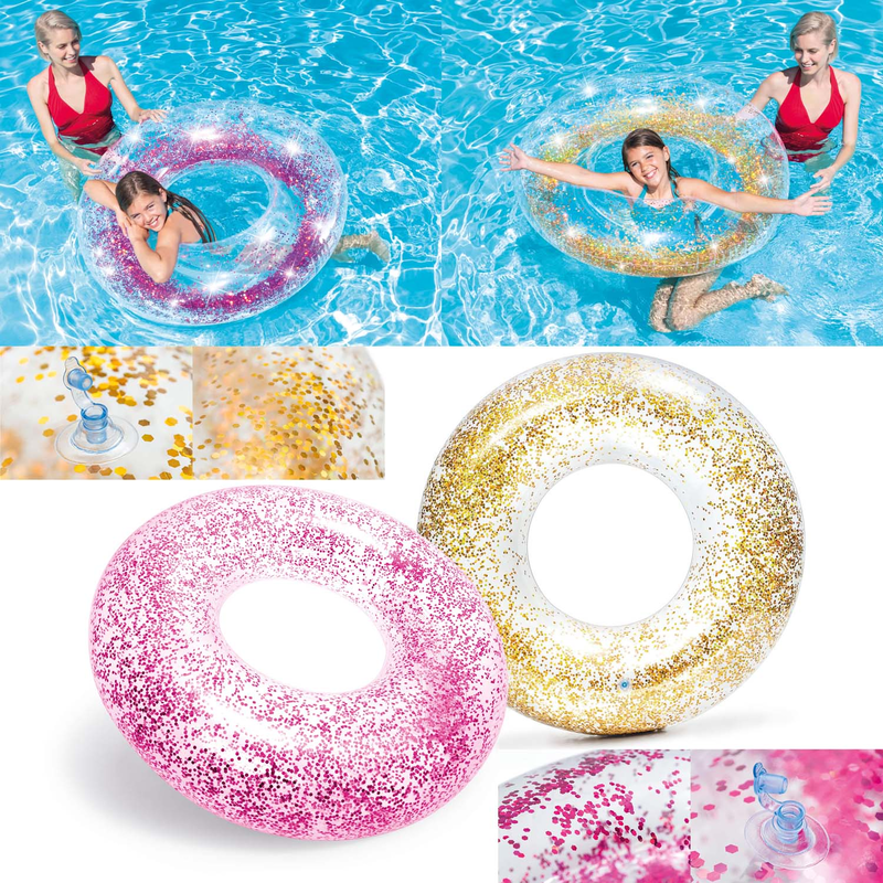 AUSWAHL: Intex 56274NP - Schwimmring Glitzer - XXL Schwimmreifen Glitter Lounge - Gold Pink