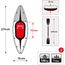 Intex 68305NP - Kajak Set Challenger K1 - Schlauchboot Paddelboot Kayak + Paddel + Luftpumpe