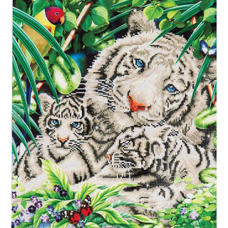 Brandunit DD10.006 - White Tiger en Cubs Diamond Dotz: 52x52 cm (DD10.0