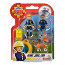 SET - Simba - Feuerwehrmann Sam Figuren - Doppelpack mit Tier - Serie 4 - Komplettsatz