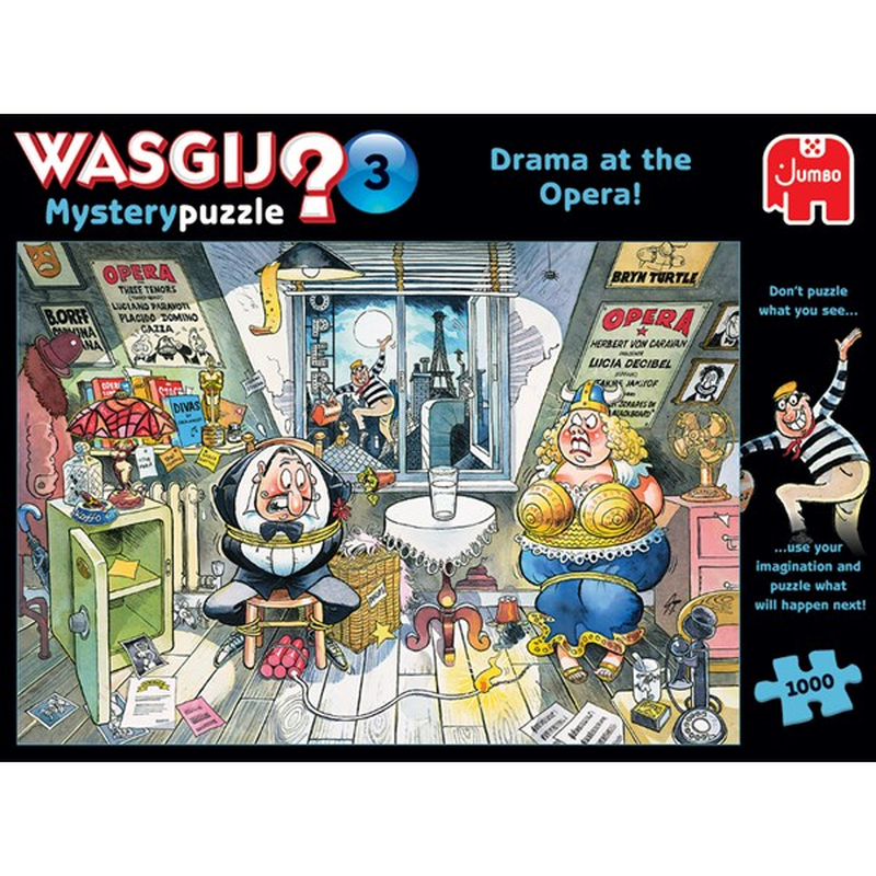 Jumbo 82051 - Wasgij Mystery Puzzle - Drama in der Oper / Drama at the Opera (Nr. 3) - 1000 Teile