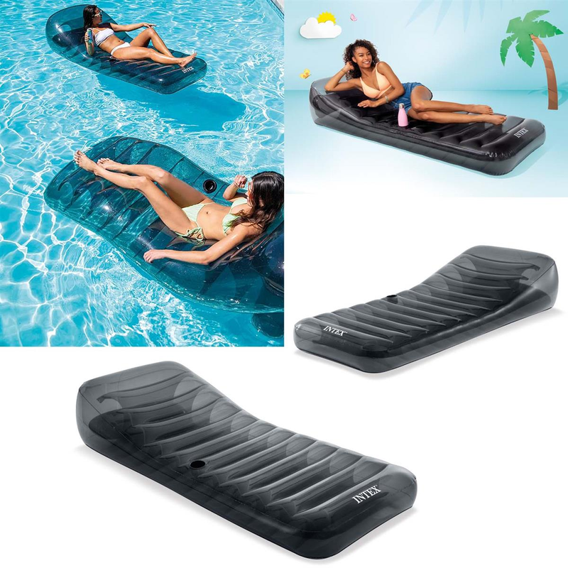 Intex 58723EU - Cool Grey Mat - XXL Luftmatratze Schwimmliege Wasserliege Badeinsel - Grau