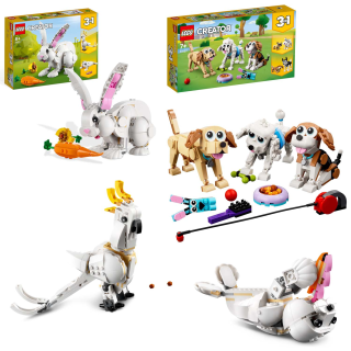 SET: LEGO Creator 3-in-1: Weißer Hase (31133) + Niedliche Hunde (31137) - Robbe Kakadu