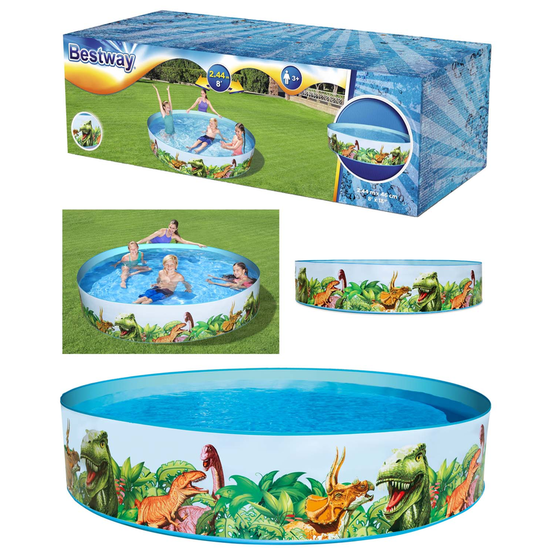 Bestway Fill-N-Fun Planschbecken Dino 244 x 46cm - Kinderpool Schwimmbecken Pool