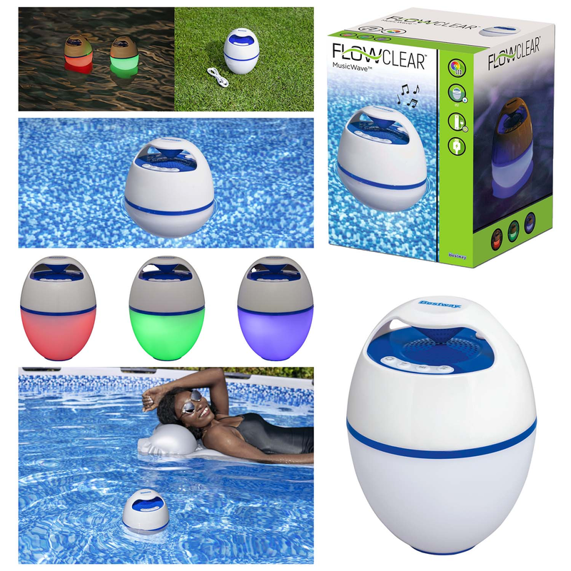 Bestway 58700 - Schwimmender Bluetooth Lautsprecher Music Wave + LED Licht für Pool