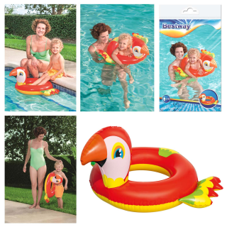 Bestway 36128 - Schwimmring Happy Animal - Aufblastier Schwimmtier - Papagei