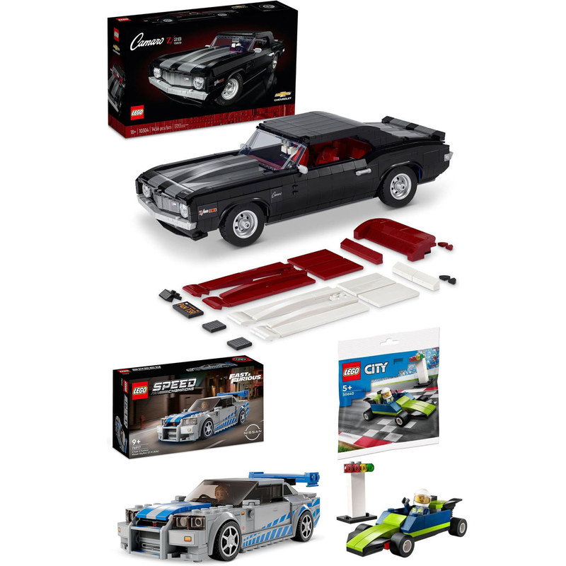SET - LEGO Chevrolet Camaro Z28 (10304) + Rennauto (30640) + Nissan Skyline GT-R (76917)