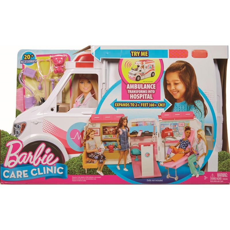 Mattel FRM19 - Barbie 2-in-1 Krankenwagen Spielset (mit Licht & Geräuschen)